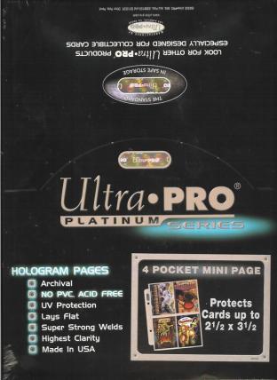 Ultra Pro Platinum 4 Pocket 5x7 Binder Pages Box of 100