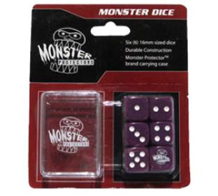 Six Purple 6-Sided Monster Dice with Carrying Case