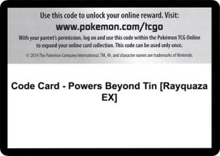 Code Card - Powers Beyond Tin (Rayquaza EX)