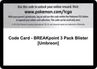 Code Card - BREAKpoint 3 Pack Blister (Umbreon)