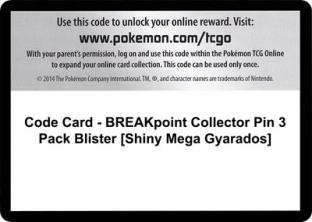 Code Card - BREAKpoint Collector Pin 3 Pack Blister (Shiny Mega Gyarados)