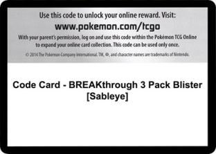 Code Card - BREAKthrough 3 Pack Blister (Sableye)