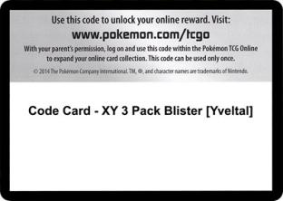 Code Card - XY 3 Pack Blister (Yveltal)