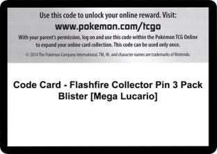 Code Card - Flashfire Collector Pin 3 Pack Blister (Mega Lucario)