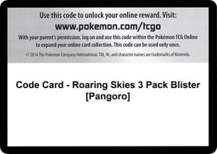 Code Card - Roaring Skies 3 Pack Blister (Pangoro)